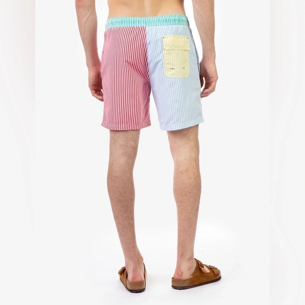 🦋 U.S. Polo Assn. Colorful Vertical Stripe Pocket Swim Shorts Trunks Medium